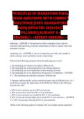 PRINCIPLES OF MARKETING FINAL &NewLine;EXAM QUESTIONS WITH CORRECT &NewLine;SOLUTIONS&vert;&vert;100&percnt; GUARANTEED &NewLine;PASS&vert;&vert;UPDATED 2026&sol;2027 &NewLine;SYLLABUS&vert;&vert;ALREADY A&plus; &NewLine;GRADED&vert;&vert;<<RECENT VERSION>> 