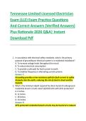 Tennessee Limited Licensed Electrician &NewLine;Exam &lpar;LLE&rpar; Exam Practice Questions &NewLine;And Correct Answers &lpar;Verified Answers&rpar; &NewLine;Plus Rationale 2026 Q&A&vert; Instant &NewLine;Download Pdf  