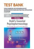 TEST BANK FOR STAHL'S ESSENTIAL PSYCHOPHARMACOLOGY&colon; NEUROSCIENTIFIC BASIS AND PRACTICAL APPLICATIONS 5TH EDITION BY STEPHEN M&period; STAHL &lpar;AUTHOR&rpar; &minus;COMPLETE GUIDE WITH UPDATED CHAPTERS&vert; 100&percnt; VERIFIED QUESTIONS AND ANSWERS WITH RATIONALES&vert;RATED A&plus;&vert; ISBN 