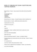MICB 4131 IMMUNOLOGY EXAM 4 QUESTIONS AND VERIFIED ANSWERS