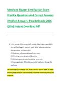 Maryland Flagger Certification Exam &NewLine;Practice Questions And Correct Answers &NewLine;&lpar;Verified Answers&rpar; Plus Rationale 2026 &NewLine;Q&A&vert; Instant Download Pdf 