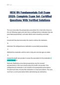HESI RN Fundamentals Exit Exam&NewLine;2026- Complete Exam Set- Certified&NewLine;Questions With Verified Solutions