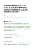 ESSENTIALS OF PHARMACOLOGY FOR&NewLine;HEALTH PROFESSIONS COMPREHENSIVE&NewLine;STUDY GUIDE 2026 DRUG ACTIONS AND&NewLine;THERAPEUTIC PRINCIPLES&NewLine;