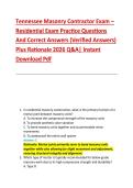 Tennessee Masonry Contractor Exam &ndash; &NewLine;Residential Exam Practice Questions &NewLine;And Correct Answers &lpar;Verified Answers&rpar; &NewLine;Plus Rationale 2026 Q&A&vert; Instant &NewLine;Download Pdf 