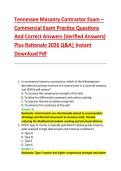 Tennessee Masonry Contractor Exam &ndash; &NewLine;Commercial Exam Practice Questions &NewLine;And Correct Answers &lpar;Verified Answers&rpar; &NewLine;Plus Rationale 2026 Q&A&vert; Instant &NewLine;Download Pdf 