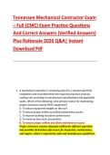 Tennessee Mechanical Contractor Exam &ndash; Full &lpar;CMC&rpar; Exam Practice Questions &NewLine;And Correct Answers &lpar;Verified Answers&rpar; &NewLine;Plus Rationale 2026 Q&A&vert; Instant &NewLine;Download Pdf 