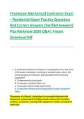 Tennessee Mechanical Contractor Exam &ndash; Residential Exam Practice Questions &NewLine;And Correct Answers &lpar;Verified Answers&rpar; &NewLine;Plus Rationale 2026 Q&A&vert; Instant &NewLine;Download Pdf