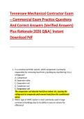 Tennessee Mechanical Contractor Exam &ndash; Commercial Exam Practice Questions &NewLine;And Correct Answers &lpar;Verified Answers&rpar; &NewLine;Plus Rationale 2026 Q&A&vert; Instant &NewLine;Download Pdf  