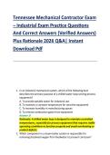Tennessee Mechanical Contractor Exam &ndash; Industrial Exam Practice Questions &NewLine;And Correct Answers &lpar;Verified Answers&rpar; &NewLine;Plus Rationale 2026 Q&A&vert; Instant &NewLine;Download Pdf  