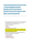 Tennessee Mechanical Contractor Exam &ndash; Process PipingExam Practice &NewLine;Questions And Correct Answers &NewLine;&lpar;Verified Answers&rpar; Plus Rationale 2026 &NewLine;Q&A&vert; Instant Download Pdf  