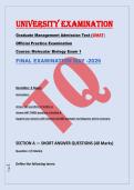 UNIVERSITY EXAMINATION &NewLine;Graduate Management Admission Test &lpar;GMAT&rpar; &NewLine;Official Practice Examination &NewLine;Course&colon; Molecular Biology Exam 1 
