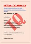 UNIVERSITY EXAMINATION &NewLine;GRADUATE RECORD EXAMINATION &lpar;GRE&rpar; &NewLine;DEPARTMENT OF HISTORY AND INTERNATIONAL &NewLine;STUDIES &NewLine;Spring Examination May 2026