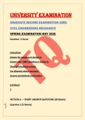 UNIVERSITY EXAMINATION  &NewLine;GRADUATE RECORD EXAMINATION &lpar;GRE&rpar;  &NewLine;CIVIL ENGINEERING MECHANICS  &NewLine;SPRING EXAMINATION MAY 2026