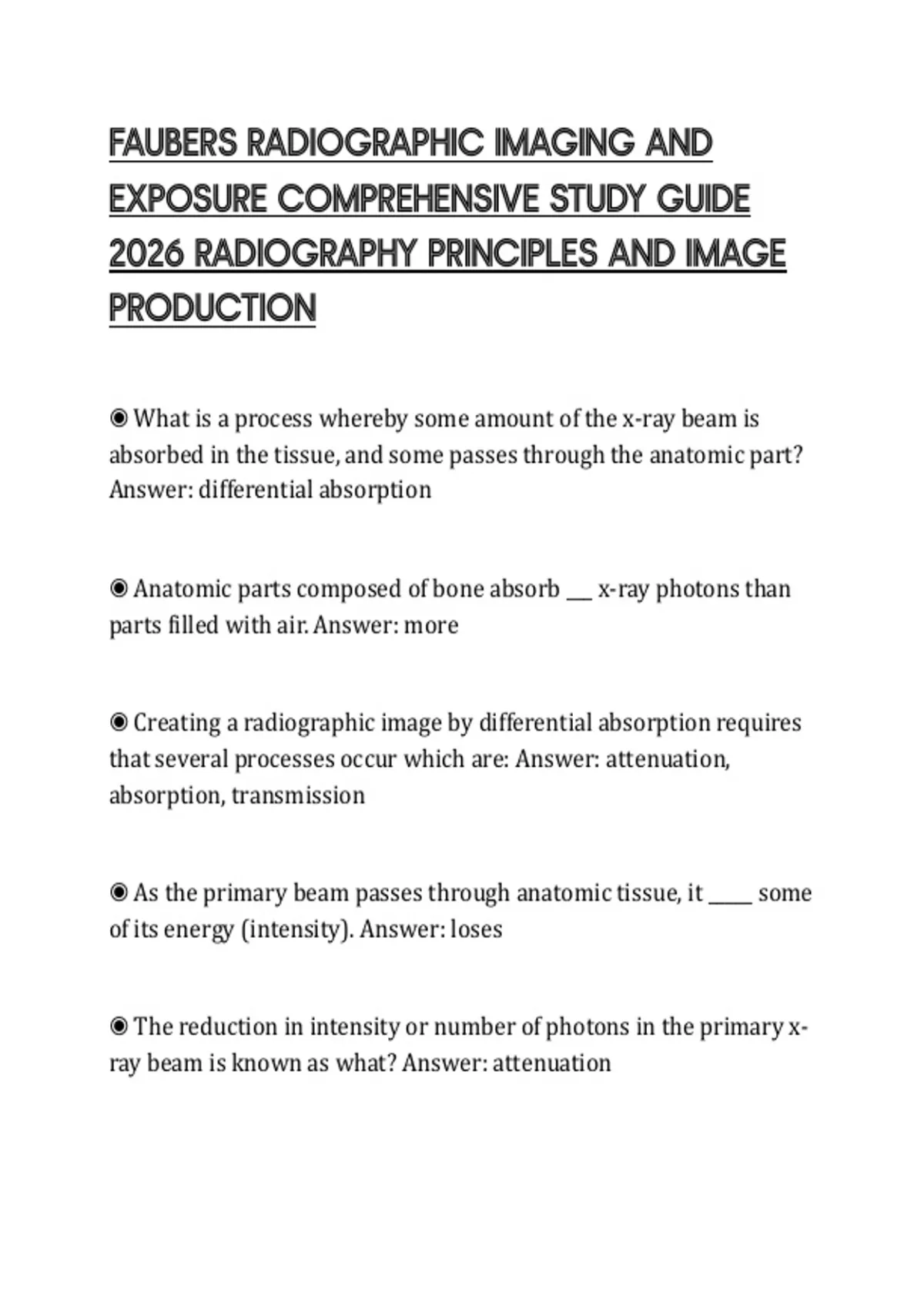 Fabs Radiography FAUBERS RADIOGRAPHIC IMAGING AND EXPOSURE COMPREHENSIVE STUDY GUIDE ...