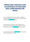 California State Contractors License&NewLine;Law And Business Test Study Guide&NewLine;2026- Certified Questions With&NewLine;Answers 