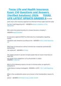 Texas Life and Health Insurance Exam 150 Questions and Answers