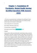 Chapter 1&colon; Foundations Of&NewLine;Psychiatric- Mental Health Nursing&NewLine;&vert;Certified Questions With Answers&NewLine;2026 