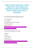 BIOS 252 Week 7 Quiz Exam 1 &lpar;Latest &NewLine;Update 2025 &sol; 2026&rpar; Anatomy and &NewLine;Physiology IV with Lab &vert; Questions & &NewLine;Answers &vert; 100&percnt; Correct &vert; Grade A - &NewLine;Chamberlain
