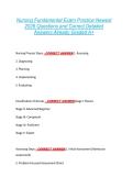 Nursing Fundamental Exam Practice Newest &NewLine;2026 Questions and Correct Detailed &NewLine;Answers Already Graded A&plus; 