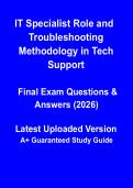 IT Specialist Role & Troubleshooting Methodology in Tech Support 2026 &vert; Study Guide & Exam Prep