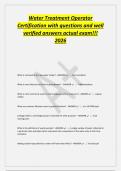 Water Treatment Operator&NewLine;Certification with questions and well&NewLine;verified answers actual exam&excl;&excl;&excl;&NewLine;2026