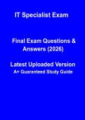 IT Specialist Exam Study Guide 2026 &vert; Practice Questions&comma; Answers & Certification Prep