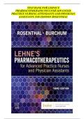 TEST BANK FOR LEHNE&rsquo;S PHARMACOTHERAPEUTICS FOR ADVANCED &NewLine;PRACTICE NURSING ATTENDANTS AND PHYSICIAN ASSISTANTS 3RD EDITION ROSENTHAL 