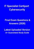 IT Specialist Certiport Cybersecurity Study Guide 2026 &vert; Exam Prep&comma; Practice Questions & Answers