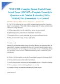 WGU C202 Managing Human Capital Exam Actual Exam 2026&sol;2027 &ndash; Complete Exam-Style Questions with Detailed Rationales &vert; 100&percnt; Verified &vert; Pass Guaranteed &ndash; A&plus; Graded