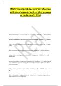 Water Treatment Operator Certification&NewLine;with questions and well verified answers&NewLine;actual exam&excl;&excl;&excl; 2026
