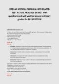 KAPLAN MEDICAL SURGICAL INTEGRATED&NewLine;TEST ACTUAL PRACTICE EXAM&rpar; with&NewLine;questions and well verified answers already&NewLine;graded A&plus; 2026 EDITION&NewLine;