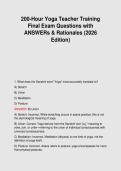 200-Hour Yoga Teacher Training&NewLine;Final Exam Questions with&NewLine;ANSWERs & Rationales &lpar;2026&NewLine;Edition&rpar;