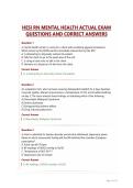 HESI RN MENTAL HEALTH ACTUAL EXAM QUESTIONS AND CORRECT ANSWERS