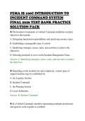 FEMA IS 100C INTRODUCTION TO&NewLine;INCIDENT COMMAND SYSTEM&NewLine;FINAL 2026 TEST BANK PRACTICE&NewLine;SOLUTION PACK&NewLine;