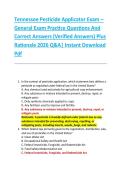 Tennessee Pesticide Applicator Exam &ndash; &NewLine;General Exam Practice Questions And &NewLine;Correct Answers &lpar;Verified Answers&rpar; Plus &NewLine;Rationale 2026 Q&A&vert; Instant Download &NewLine;Pdf