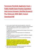 Tennessee Pesticide Applicator Exam &ndash; &NewLine;Public Health Exam Practice Questions &NewLine;And Correct Answers &lpar;Verified Answers&rpar; &NewLine;Plus Rationale 2026 Q&A&vert; Instant &NewLine;Download Pdf 
