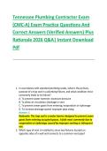 Tennessee Plumbing Contractor Exam &NewLine;&lpar;CMC-A&rpar; Exam Practice Questions And &NewLine;Correct Answers &lpar;Verified Answers&rpar; Plus &NewLine;Rationale 2026 Q&A&vert; Instant Download &NewLine;Pdf  