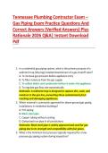 Tennessee Plumbing Contractor Exam &ndash; &NewLine;Gas Piping Exam Practice Questions And &NewLine;Correct Answers &lpar;Verified Answers&rpar; Plus &NewLine;Rationale 2026 Q&A&vert; Instant Download &NewLine;Pdf  