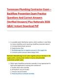 Tennessee Plumbing Contractor Exam &ndash; &NewLine;Backflow Prevention Exam Practice &NewLine;Questions And Correct Answers &NewLine;&lpar;Verified Answers&rpar; Plus Rationale 2026 &NewLine;Q&A&vert; Instant Download Pdf 