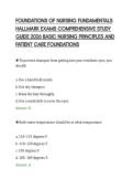 FOUNDATIONS OF NURSING FUNDAMENTALS&NewLine;HALLMARK EXAMS COMPREHENSIVE STUDY&NewLine;GUIDE 2026 BASIC NURSING PRINCIPLES AND&NewLine;PATIENT CARE FOUNDATIONS