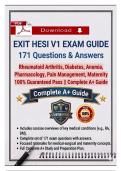 EXIT HESI V1 Exam Guide &ndash; 171 Questions & Answers &vert; Rheumatoid Arthritis&comma; Diabetes&comma; Anemia&comma; Pharmacology&comma; Pain Management&comma; Maternity &vert; 100&percnt; Pass Guarantee