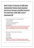 Wind Turbine Technician Certification &NewLine;Examination Practice Exam Question &NewLine;And Correct Answers &lpar;Verified Answers&rpar; &NewLine;Plus Rationales 2026 Q&A Instant &NewLine;Download Pdf