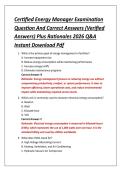 Certified Energy Manager Examination &NewLine;Question And Correct Answers &lpar;Verified &NewLine;Answers&rpar; Plus Rationales 2026 Q&A &NewLine;Instant Download Pdf 