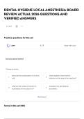 DENTAL HYGIENE LOCAL ANESTHESIA BOARD REVIEW ACTUAL 2026 QUESTIONS AND VERIFIED ANSWERS