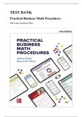 Test Bank &mdash; Practical Business Math Procedures&comma; 14th Edition &lpar;Slater&comma; 2022&rpar;&comma; Chapters 1-22 &vert; All Chapters Covered