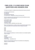 CWB LEVEL 2 CLOSED BOOK EXAM QUESTIONS AND ANSWERS 2026&NewLine;&NewLine;