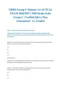 NIHSS Group C Patients 1-6 ACTUAL EXAM 2026&sol;2027 &vert; NIH Stroke Scale Group C &vert; Verified Q&A &vert; Pass Guaranteed - A&plus; Graded