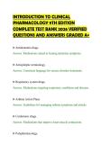INTRODUCTION TO CLINICAL&NewLine;PHARMACOLOGY 9TH EDITION&NewLine;COMPLETE TEST BANK 2026 VERIFIED&NewLine;QUESTIONS AND ANSWERS GRADED A