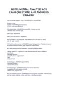 INSTRUMENTAL ANALYSIS ACS EXAM QUESTIONS AND ANSWERS 2026&sol;2027&NewLine;&NewLine;