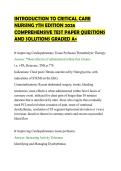 INTRODUCTION TO CRITICAL CARE&NewLine;NURSING 7TH EDITION 2026&NewLine;COMPREHENSIVE TEST PAPER QUESTIONS&NewLine;AND SOLUTIONS GRADED A&plus;